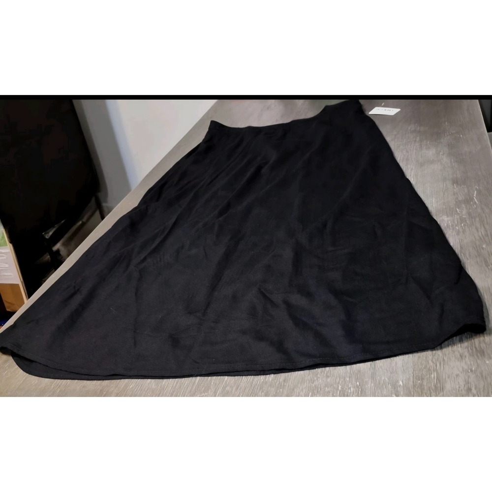 Old Navy Women Black Midi flared Skirt L Elastic Back Closet Staple Basic NWT